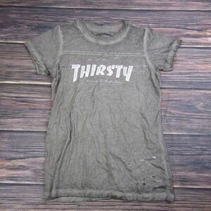 Chillionaire NEW Adult Womens Unisex Gray Thirsty Graphic Tee T Shirt Joke Funny